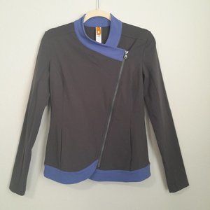Lucy Colorblock Off Center Zip Athletic Yoga Pilates Jacket Charcoal Grey XS